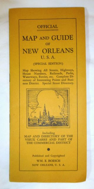1934 " Map And Guide Of Orleans " Louisiana,  Tourism,  Old