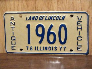 76 Illinois 77 Antique Vehicle License Plate Tag 1960