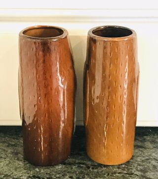 Vintage Brown Bearded Ceramic Tiki Mugs Cups Set DW128 Polynesian Easter Island 5