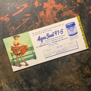 Vtg Gil Elvgren Pin Up Girl Lasting Impression May 1958 Blotter Salesman Sample