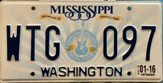 Expired Mississippi Passenger Car License Plate - Guitar