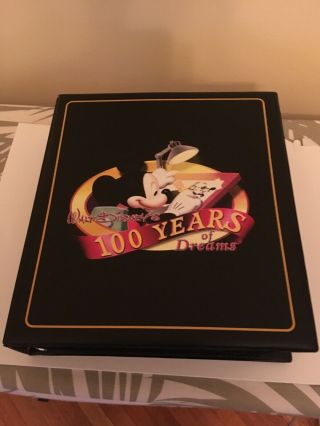 Disney’s 100 Years Of Dreams Orig.  Binder With 100 Orig.  Pins Complete,  27 Pins