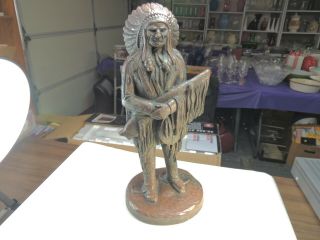 Vintage J Largo Indian Chief Native American Tall Bear Sculpture 13.  5 " Figurine