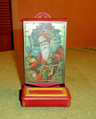 Vintage Jasco Tin Wall Mount / Self Stand Match Stick Holder - Old World Santa