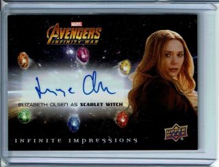 2018 Upper Deck Marvel Avengers Infinity War Ii - Sw Elizabeth Olsen Auto Card