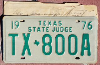 1976 Texas State Judge License Plate Tx - 800a