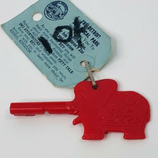 Vintage Detroit Zoo Key Red Elephant Tag Childrens Talking Storybook