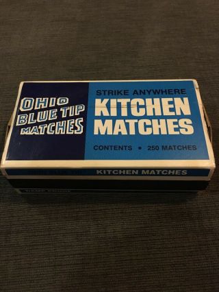 Vintage Ohio Blue Tip Wooden Stick Matches 1979 Full Box Strike Anywhere
