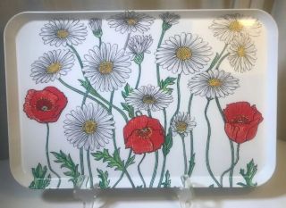 Retro Poppies & Daisies Serving Tray Made In Italy Webel Plastic Tray
