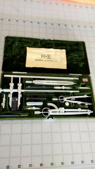 Keuffel & Esser Co.  Drafting Tool Set - Germany Compass,  K,  E - Leather Case