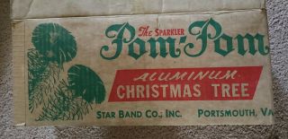 Vintage Silver Aluminum " The Sparkler Pom Pom " 4ft Tree Box 52 Branch