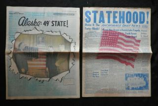 1958 Anchorage & Fairbanks Alaska Statehood Jubilee Complete Newspapers Rare