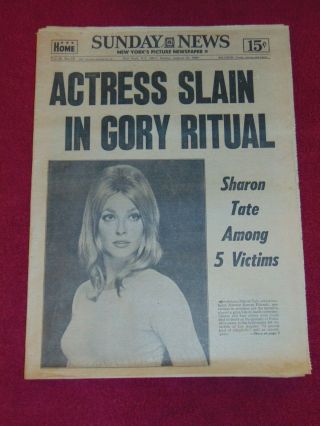 Aug.  10,  1969 Ny Newspaper: Charles Manson Sharon Tate Murder; Dimaggio & Mantle