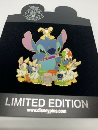 Disney Shopping Stitch & Ducklings Easter Egg Decorating Jumbo Pin Le 300 Lilo