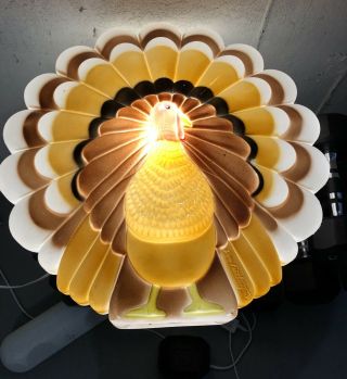 Don Featherstone Blow Mold Light Up Turkey Thanksgiving Display Euc G69