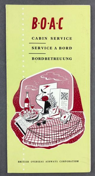 Boac Vintage 1958 Cabin Service Airline Brochure B.  O.  A.  C.  First Class