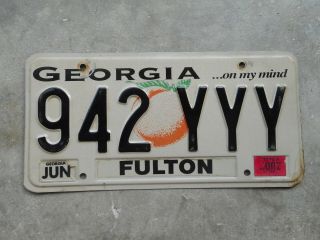 Georgia 2002 License Plate 942 Yyy