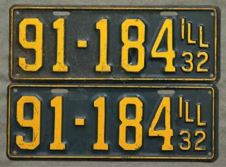 Illinois.  1932.  License Plate.  Pair.