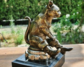 Classic Hood Ornament Pussy In Boots,  Puss,  Kitty,  Signed Hansi Siercke C.  1920