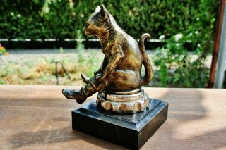 Classic Hood Ornament Pussy in Boots,  Puss,  Kitty,  Signed Hansi Siercke c.  1920 2