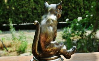 Classic Hood Ornament Pussy in Boots,  Puss,  Kitty,  Signed Hansi Siercke c.  1920 3