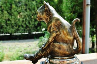 Classic Hood Ornament Pussy in Boots,  Puss,  Kitty,  Signed Hansi Siercke c.  1920 4