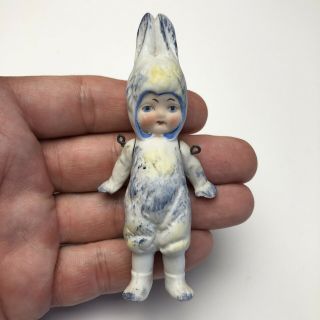 Bisque Doll Figurine Easter Bunny Rabbit Costume Movable Arms German
