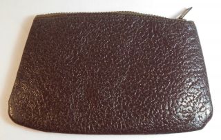 Vintage Leather Metal Zipper Tobacco Pouch Brown
