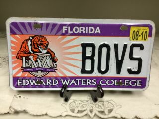 Florida Edward Waters College License Plate Collectable Personalized " Bovs " 2010