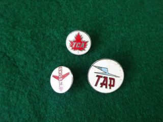 Set Of 3 Swissair Canada Airlines Tap Portugal Airlines Pin Badges