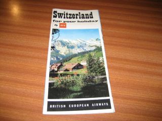 Switzerland For Your Holiday Vintage Bea British European Airways Leaflet 1960 