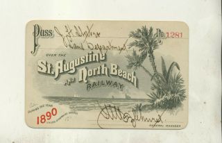 1890 St Augustine & North Beach Railway Annual Pass