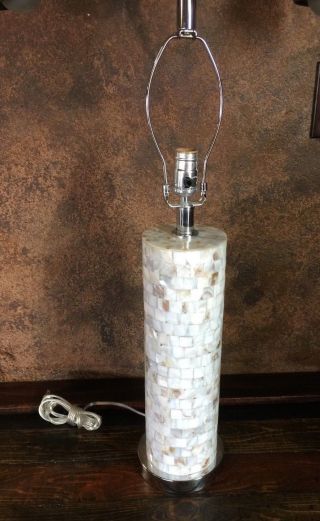 21405 Vintage Mid Century Mother Of Pearl Mosaic Table Lamp / Light Fagerlund