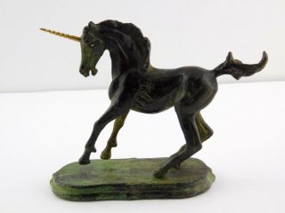 Franklin Bronze Unicorn Treasury Figurine David Cornell Metal Green Brown