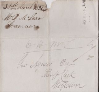 1825 Stranraer Ohms Letter By Peter Mclean Sent To George Agnew In Wigtown