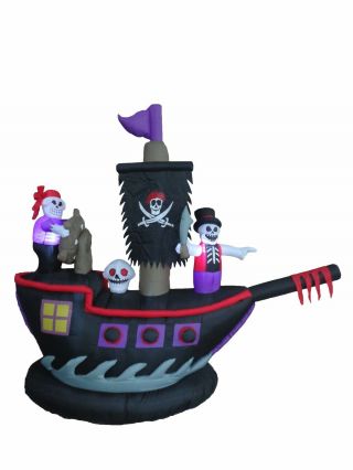 Halloween Inflatable Pirate Ship Skeleton Crews Air Blown Blowup Decoration