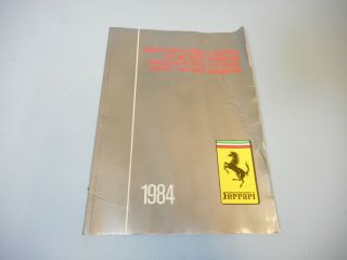 1984 Factory Ferrari Worldwide And Service Organization Directory 297/84