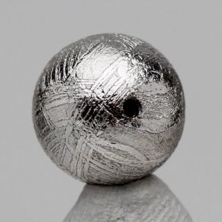 Gibeon Iron Meteorite Bead Rhodium Plated Jewelry Drilled Etched Widmanstatten