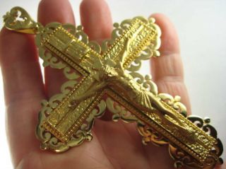 Pectoral Crucifix For Bishops And Priest - Gold Plated Over Brass - 311