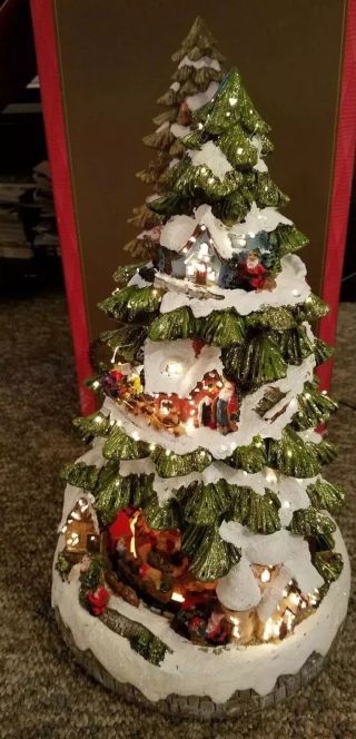 Trim A Home Brand Light Up Ceramic Christmas Tree With Rotating Train