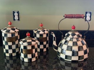 Mackenzie Childs Tea Pot And Canister Set