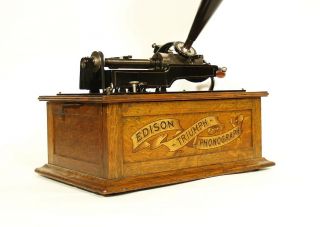 Near,  All 1903 Edison Triumph Phonograph w/Original Edison Horn 4