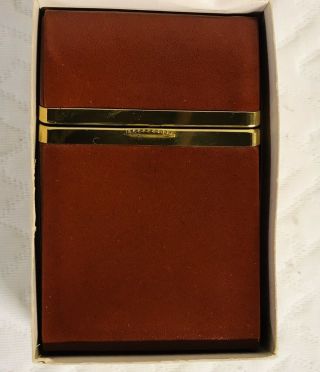 Vintage Buxton Burgundy Leather Flip Top Cigarette Hard Case.