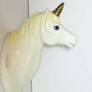 Vintage Ceramic Unicorn Head Wall Mount Decor
