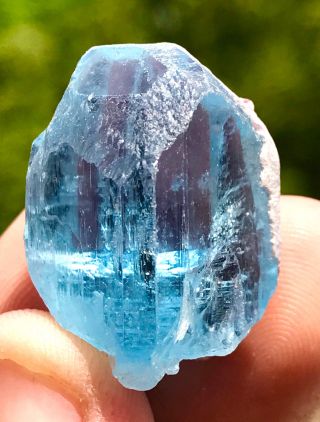 90.  7ct Aesthetic Rare Etched Termination Deep Blue Topaz clear crystal Shigr Pak 2