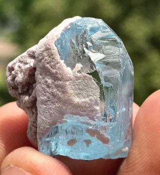 90.  7ct Aesthetic Rare Etched Termination Deep Blue Topaz clear crystal Shigr Pak 4