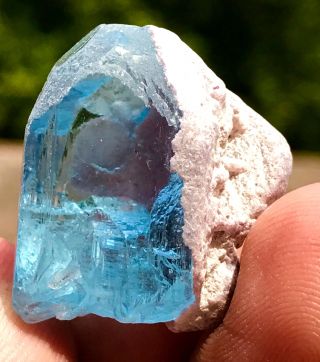 90.  7ct Aesthetic Rare Etched Termination Deep Blue Topaz clear crystal Shigr Pak 5
