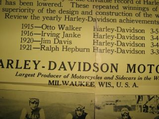 1921 HARLEY DAVIDSON RACE POSTER AND 1915 SIDECAR POSTER MOTORCYCLE 2 ITEMS 4