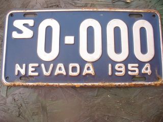 1954 Nevada (sample) License Plate  0000