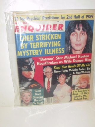 National Enquirer 1989 Newspaper Tabloid Batman Keaton Movie Cher Bette Davis
